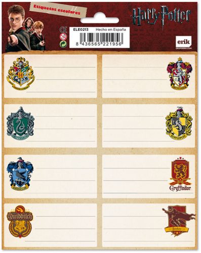 Harry Potter füzetcímke 16 db-os, címerek