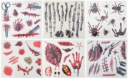 Halloween tetoválás matrica, Dress up tattoos, 19x17cm, többféle