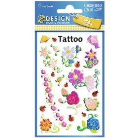 Tetoválás matrica szett, színes virágok 7,5x12cm