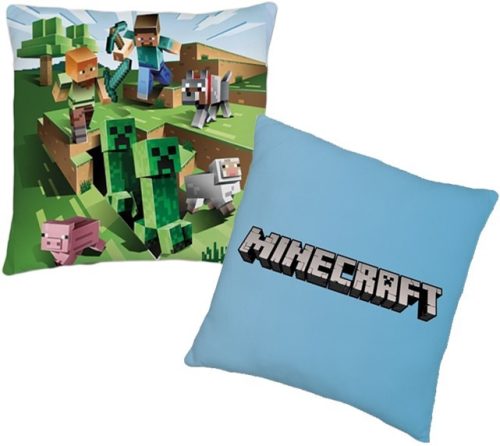 Minecraft párna 40x40 cm, Alex, Steve, Creeper Vadászat
