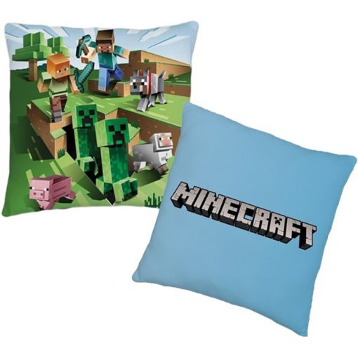 Minecraft párna 40x40 cm, Alex, Steve, Creeper Vadászat