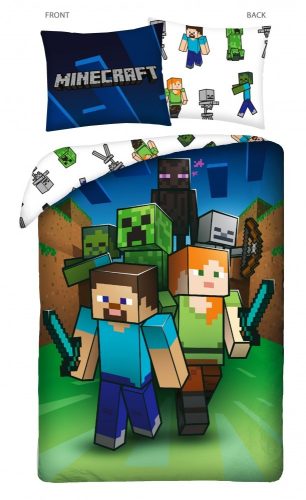 Minecraft ágynemű 140x200 cm, Steve, Alex és Enderman