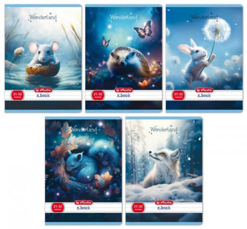 Herlitz tűzött füzet A/5, 32 lap vonalas, Wonderland, többféle