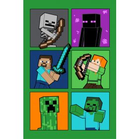 Minecraft Fight Badges szuper puha polár takaró 100x150cm