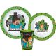 Minecraft Pixelcraft étkészlet, micro műanyag szett, pohárral 260 ml 