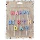 Születésnapi gyertya, Happy Birthday felirat, színes