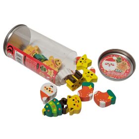 Karácsonyi mini radír szett, 12 db radír hengerben