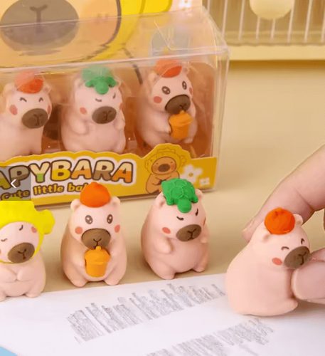 Radír kapibara, 3D, 4 db/szett, 2 féle változat