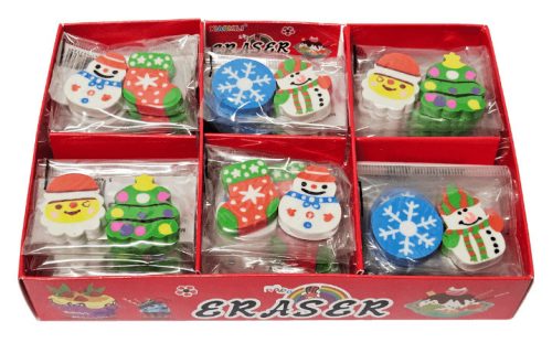 Karácsonyi radírok, 2 db/szett, többféle változat