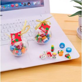 Karácsonyi mini radír szett, 20 db radír gömb formában