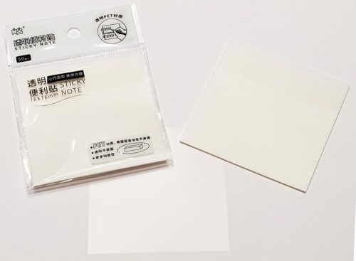 Öntapadós jegyzettömb, átlátszó Post-It