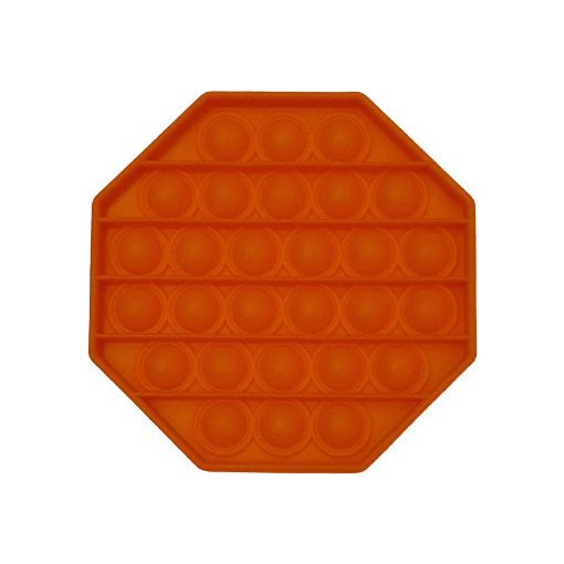 Pop it játék, 12x12cm, nyolcszög alakú, narancs
