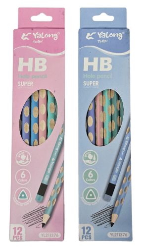 Grafitceruza HB, radírral, Yalong YL211376, ergonomikus, háromszög test
