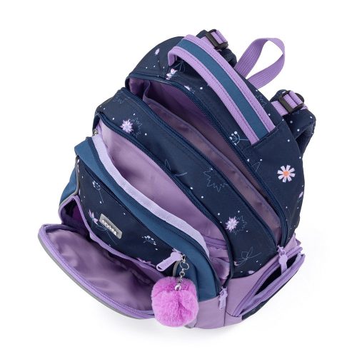 Virágos ergonomikus hátizsák, iskolatáska tolltartóval és tornazsákkal, OXY GO Flowers, fecskével