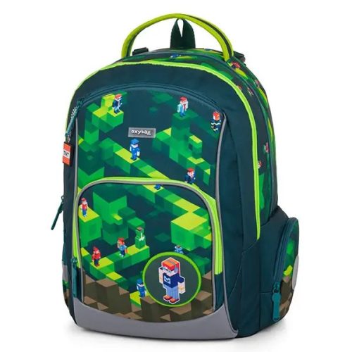 Minecraft mintás ergonomikus hátizsák, iskolatáska tolltartóval és tornazsákkal, OXY GO Playworld