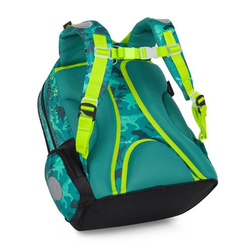 Dinoszaurusz ergonomikus hátizsák, iskolatáska tolltartóval és tornazsákkal, OXY GO Dino, zöld