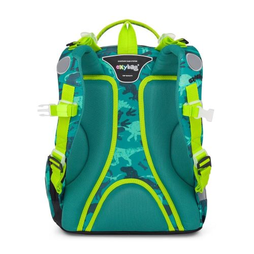Dinoszaurusz ergonomikus hátizsák, iskolatáska tolltartóval és tornazsákkal, OXY GO Dino, zöld