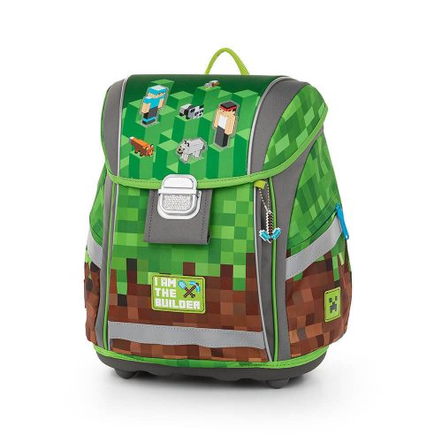 Minecraft csatos iskolatáska szett tolltartóval és tornazsákkal, PlayWorld, szürke-zöld