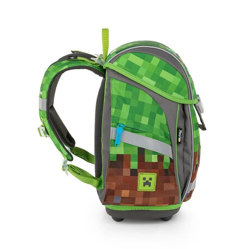 Minecraft csatos iskolatáska szett tolltartóval és tornazsákkal, PlayWorld, szürke-zöld