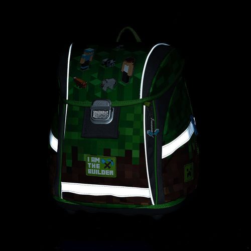 Minecraft csatos iskolatáska szett tolltartóval és tornazsákkal, PlayWorld, szürke-zöld