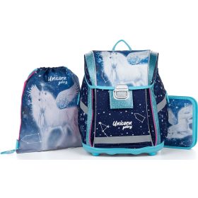   Pegazus csatos ergonomikus iskolatáska tolltartóval és tornazsákkal, Premium Light, kék