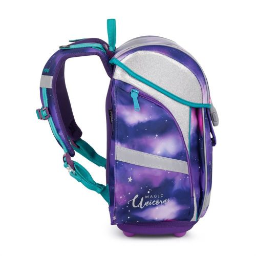 Pegazus mágneszáras ergonomikus iskolatáska tolltartóval és tornazsákkal, Premium Light, lila-rózsaszín