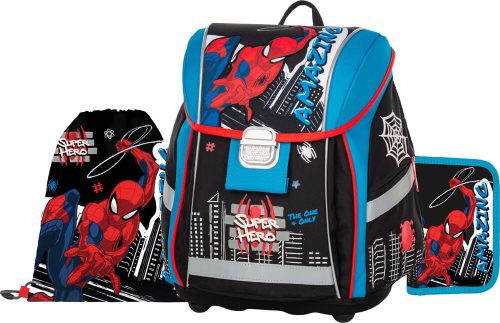 Pókember csatos ergonomikus iskolatáska tolltartóval és tornazsákkal, Amazing Spiderman