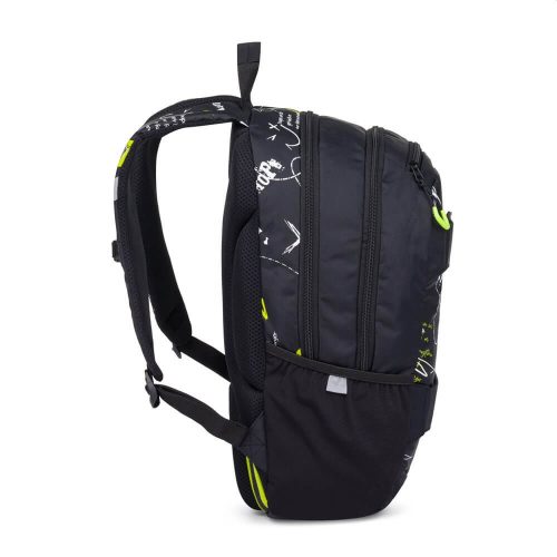 OXY Sport hátizsák, iskolatáska beledobálós tolltartóval, 3 rekeszes, 46x32x16cm, Graffiti, fekete