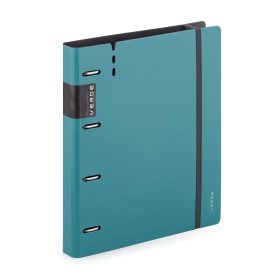   Műanyag gyűrűskönyv A/4, 4 gyűrűs, vastag borító, VERDE, petrol színű