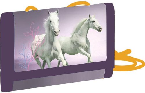 Lovas pénztárca, 12x9cm, lila, fehér lovak