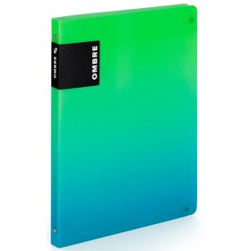 Műanyag gyűrűskönyv A/4, 4 gyűrűs, OMBRE, zöld-kék