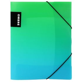 Műanyag gumis mappa A/4, OMBRE, zöld-kék
