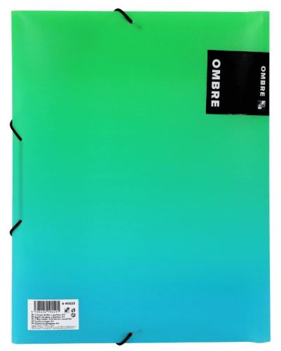Műanyag gumis mappa A/4, OMBRE, zöld-kék