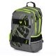 OXY Sport hátizsák, iskolatáska, 3 rekeszes, 46x32x15cm, grey line green, szürke-zöld