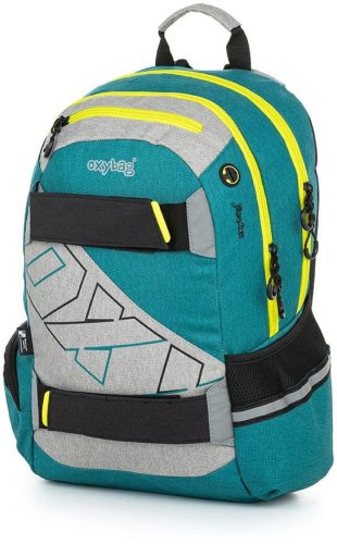 OXY Sport hátizsák, iskolatáska, 3 rekeszes, 46x32x15cm, fox azure, szürke-zöld
