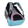 OXY Sport hátizsák, iskolatáska, 3 rekeszes, 46x32x15cm, streps, szürke-rózsaszín-kék