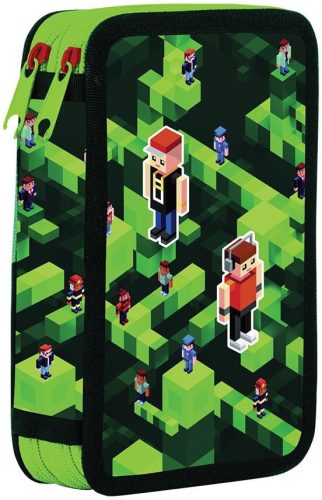 Minecraft mintás tolltartó, 2 emeletes, üres, PlayWorld