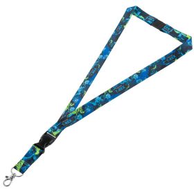   Dinoszaurusz kulcstartó, nyakba akasztós, 46x2cm, T-REX, zöld-fekete