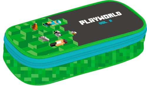 Minecraft mintás tolltartó, beledobálós, PlayWorld 2, zöld