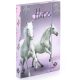 Lovas füzetbox A/4, lila, fehér lovak