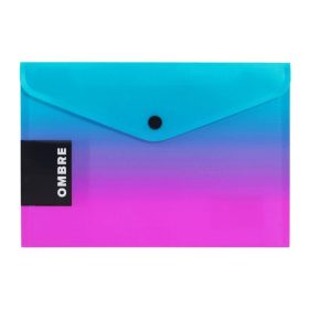   Irattartó tasak A/5, patentos, műanyag, OMBRE, türkiz-rózsaszín