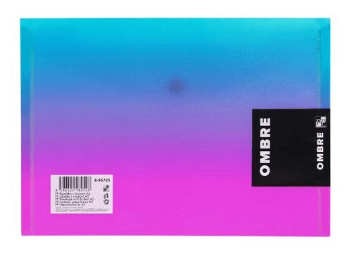 Irattartó tasak A/5, patentos, műanyag, OMBRE, türkiz-rózsaszín