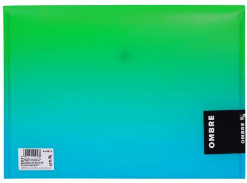 Irattartó tasak A/4, patentos, műanyag, OMBRE, zöld-kék