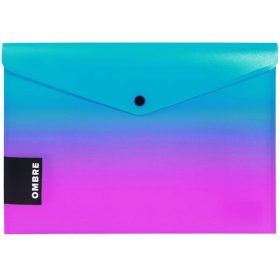   Irattartó tasak A/4, patentos, műanyag, OMBRE, türkiz-rózsaszín