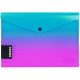 Irattartó tasak A/4, patentos, műanyag, OMBRE, türkiz-rózsaszín