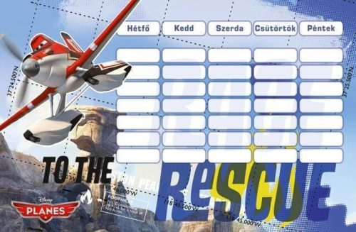 Repcsik órarend 175x115mm, kétoldalas, Planes Rescue