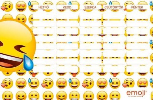 Emoji, smiley órarend 175x115mm, kétoldalas, LOL