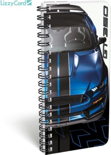 Autós spirál füzet 9x20cm, szótár, Ford Mustang blue