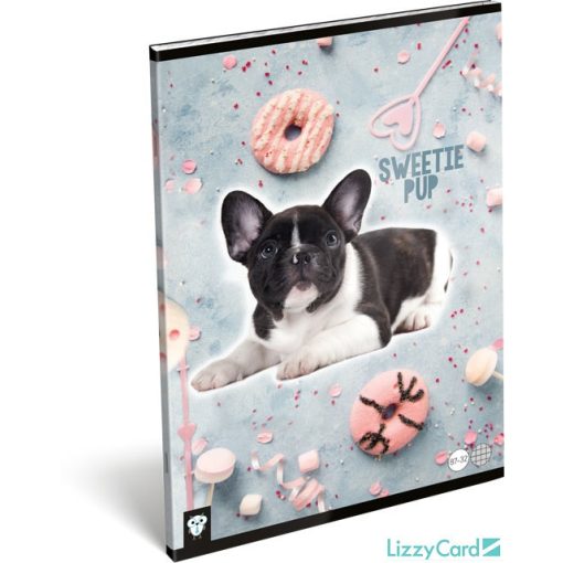 Lizzy Card füzet A/4, kockás, Sweetie Pup, francia bulldog