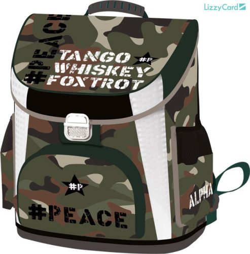 Military ergonomikus iskolatáska prémium 39x35x24cm, #Peace Alpha-Tango-Mike